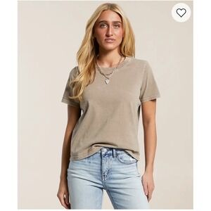 BKE Cotton Crewneck T-Shirt Brown Casual Raw Edge Everyday Staple Tee Grunge